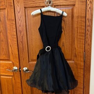 Lillie Rubin Black cocktail Dress with Rhinestone Belt, Size 2